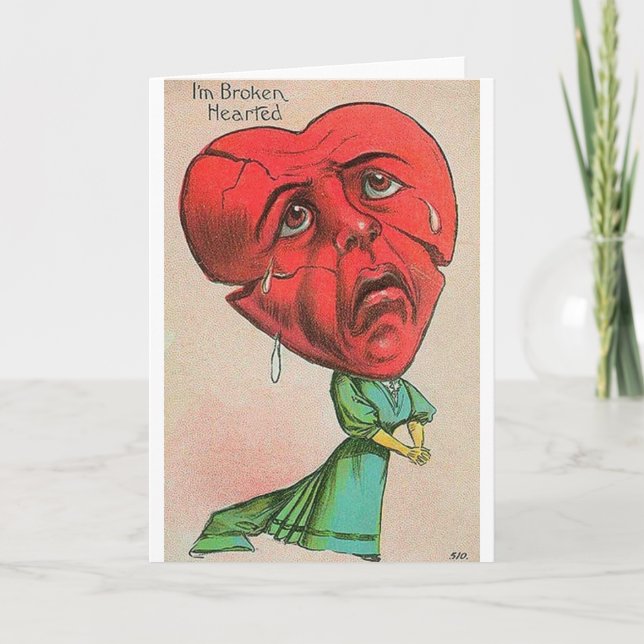 Victorian Broken Heart Valentine's Day Card (Front)