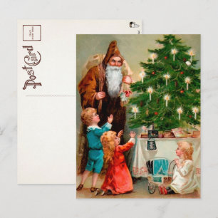 Victorian Brown Robed Santa Postcard