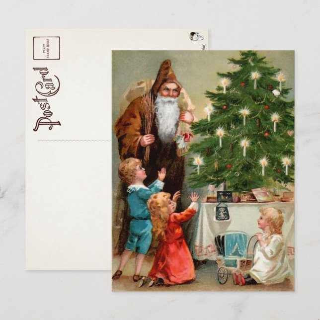 Victorian Brown Robed Santa Postcard (Front/Back)