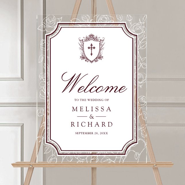 Victorian Burgundy Catholic Wedding Welcome (Créateur téléchargé)