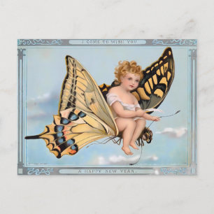 Victorian Butterfly Baby Angel Postcard
