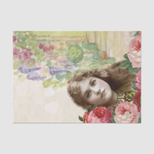 Victorian Cabbage Roses Woman Floral Tissue Paper
