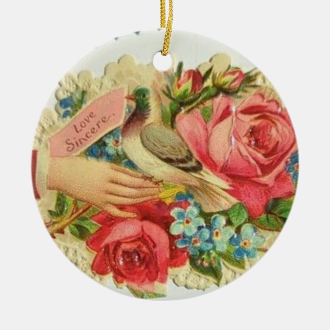 Victorian Calling Cards - Love Sincere Ceramic Ornament (Front)