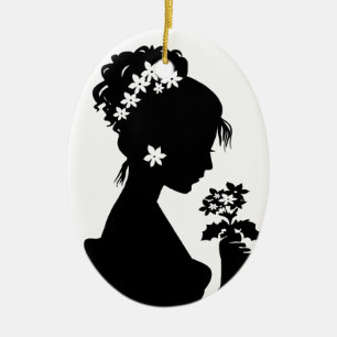 Victorian Cameo Silhouette Ceramic Ornament