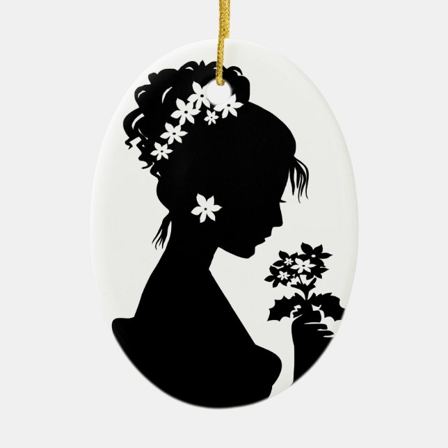 Victorian Cameo Silhouette Ceramic Ornament (Front)