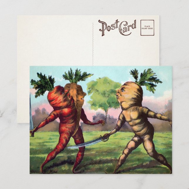 Victorian Carrots Duel Postcard  (Front/Back)