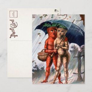 Victorian Carrots in the Rain Postcard
