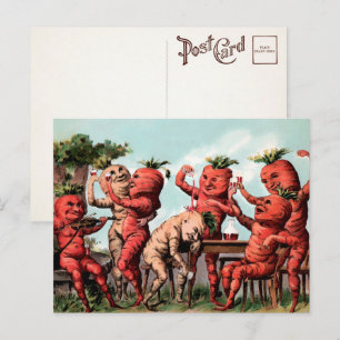 Victorian Carrots Partying Postcard 