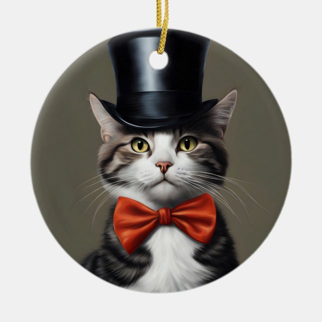 Victorian Cat Ceramic Ornament (Front)