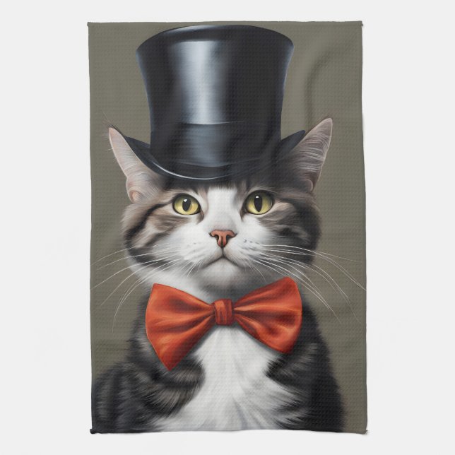 Victorian Cat Kitchen Towel (Vertical)