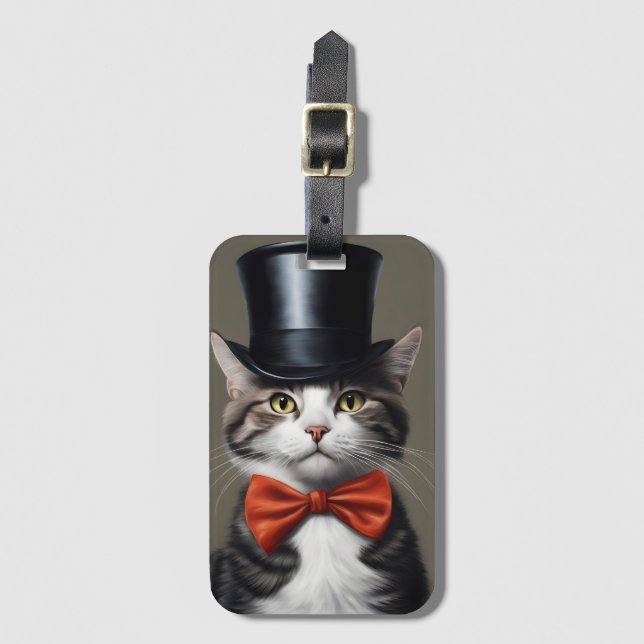 Victorian Cat Luggage Tag (Front Vertical)