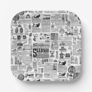 victorian catalog black white antique toile paper plate