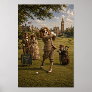 Victorian Cavalier King Charles Golfer in London   Poster