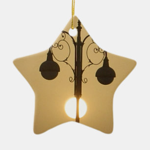 Victorian Charm: Vintage Streetlight Lamp Posts Ceramic Ornament