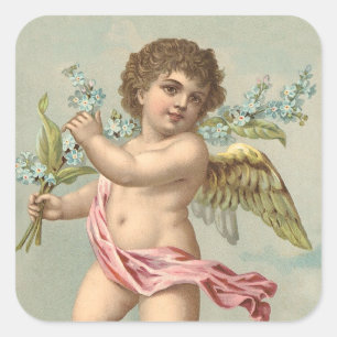 Victorian Cherub Square Sticker