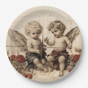 Victorian Cherubs with Roses Paper Plate