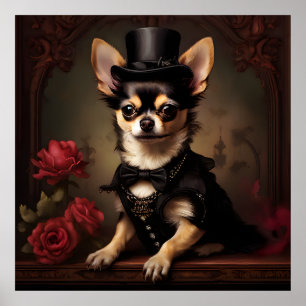 Victorian Chihuahua Vintage Portrait Poster