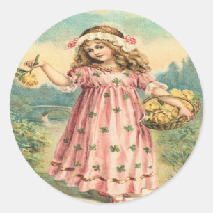 Victorian Child Clover St. Patrick's Day Stickers