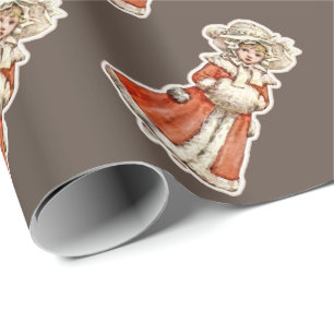 Victorian child paper doll winter coat hand muff