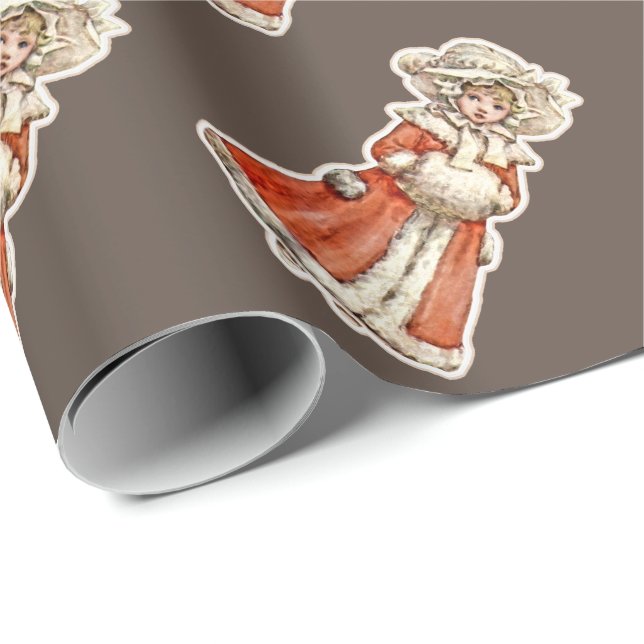 Victorian child paper doll winter coat hand muff (Roll Corner)