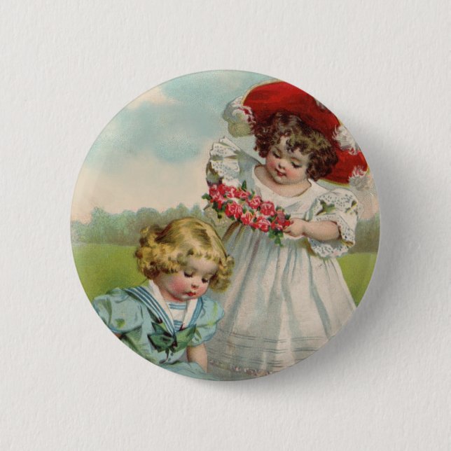Victorian Children 2 Inch Round Button (Front)