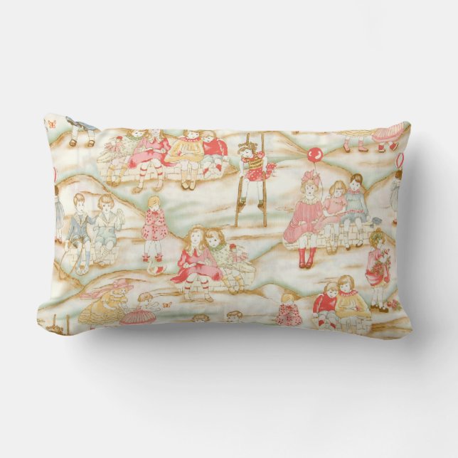 Victorian Children at Play MoJo Throw Pillow (Front)