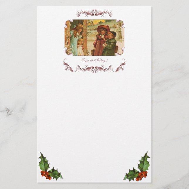 Victorian Children Christmas Stationery (Front)