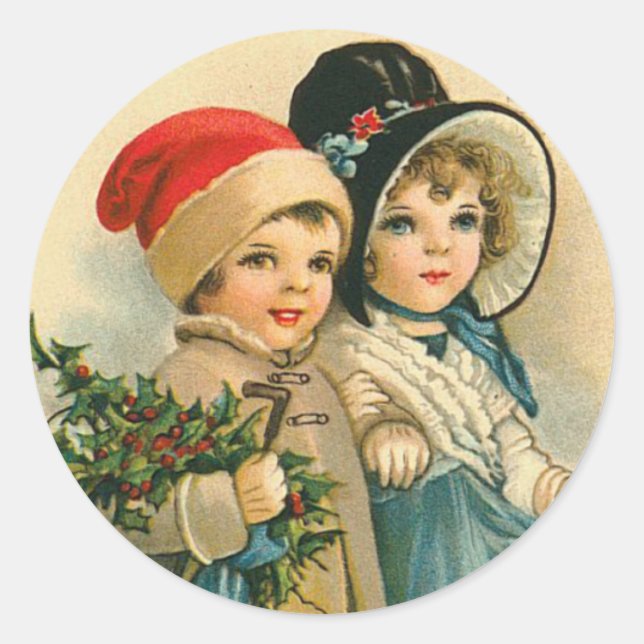 Victorian Children Christmas Stickers (Front)