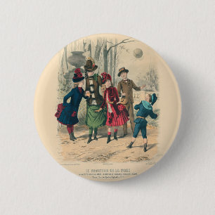Victorian Children Fashion Cute Illustration 2 Inch Round Button