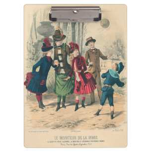 Victorian Children Fashion Cute Illustration Clipboard