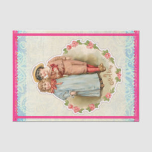 Victorian Children Gift of Love Heart Boy Girl Tissue Paper