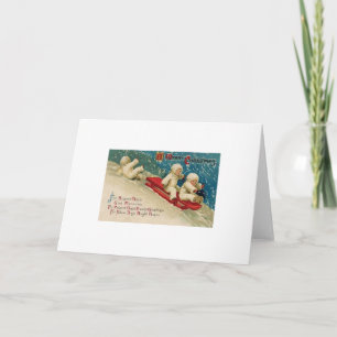 Victorian Children Sledding Christmas Card