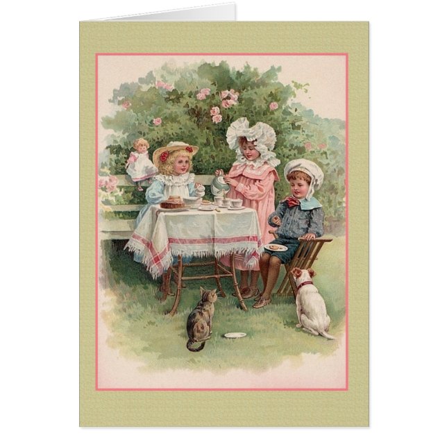 Victorian Children Tea Party Note Card (Front)