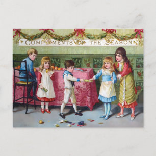 Victorian Children's Christmas Greeting Postcard