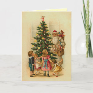 Victorian Childrens Christmas Morning Holiday Card