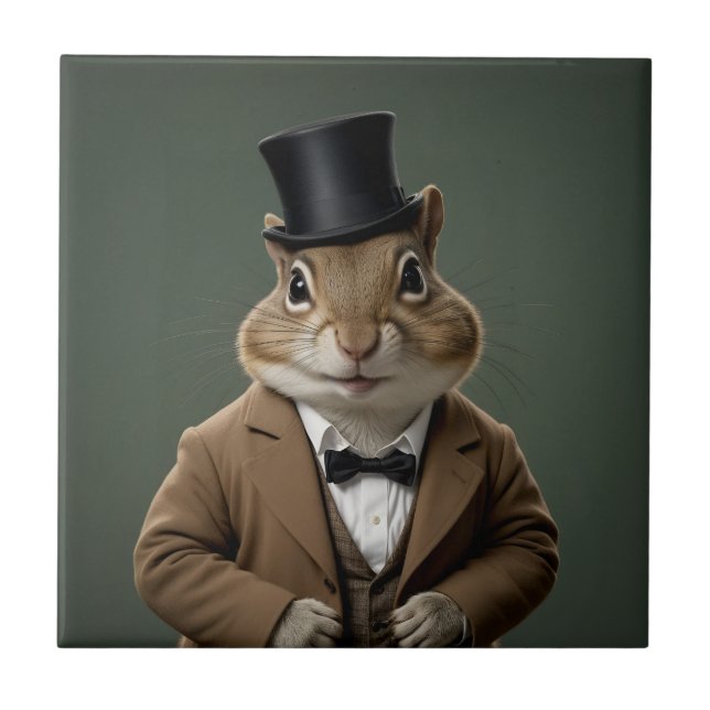 Victorian Chipmunk Tile (Front)