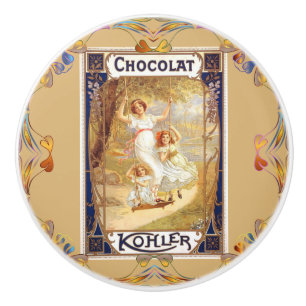 Victorian chocolate advertisement label knob
