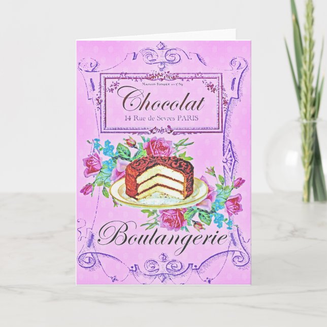 Victorian chocolate cake pastry shop card (Front)