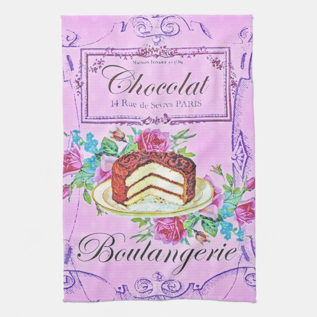 Victorian chocolate cake pastry shop kitchen towel (Vertical)