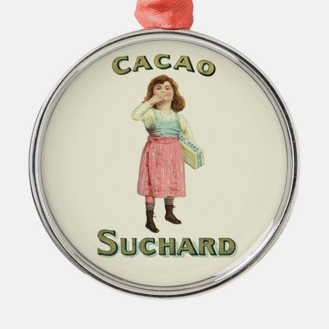 Victorian Chocolate Kiss Girl Sugar Metal Ornament (Front)
