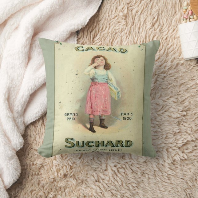 Victorian Chocolate Kiss Girl Sugar Throw Pillow (Blanket)