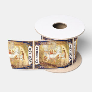 Victorian chocolate label advertisement elegant satin ribbon