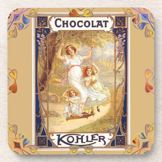 Victorian chocolate label coasters (Front)
