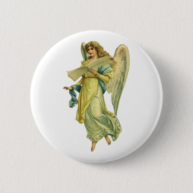 Victorian Christmas Angel, Gloria in Excelsis Deo 2 Inch Round Button (Front)