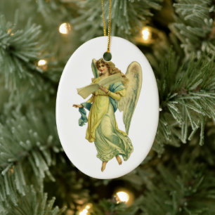 Victorian Christmas Angel, Gloria in Excelsis Deo Ceramic Ornament