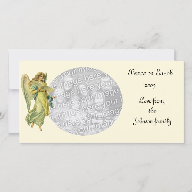 Victorian Christmas Angel, Gloria in Excelsis Deo Holiday Card (Front)