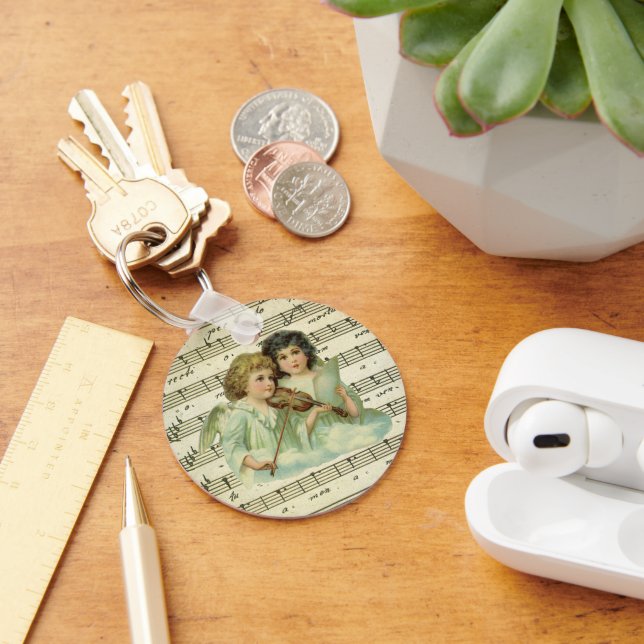 Victorian Christmas Angels Violin and Sheet Music Keychain (Desk)