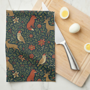 Victorian Christmas Animal & Botanical  Kitchen Towel