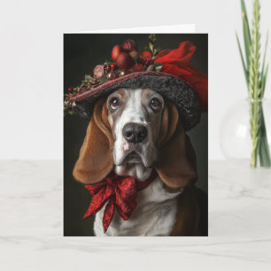 Victorian Christmas Basset Hound Holiday Card