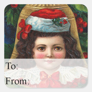 Victorian Christmas Bell Vintage Gift Tag